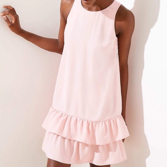 LOFT Dresses & Skirts - NEW LOFT Pink Cutout Flounce Swing Dress Petite 00